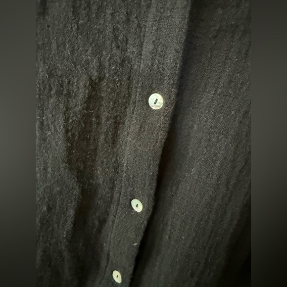 Nanette Lepore|Black Casual Button-Up Top in short sleeve,gauze beachy style•••L - Picture 8 of 13